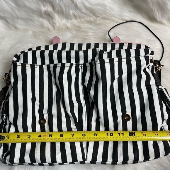 Lovevook laptop  shoulder bag Black & white stripes canvas,pink faux leather - Picture 12 of 13
